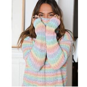Peace Love World Rainbow Turtleneck Sweater Size XS